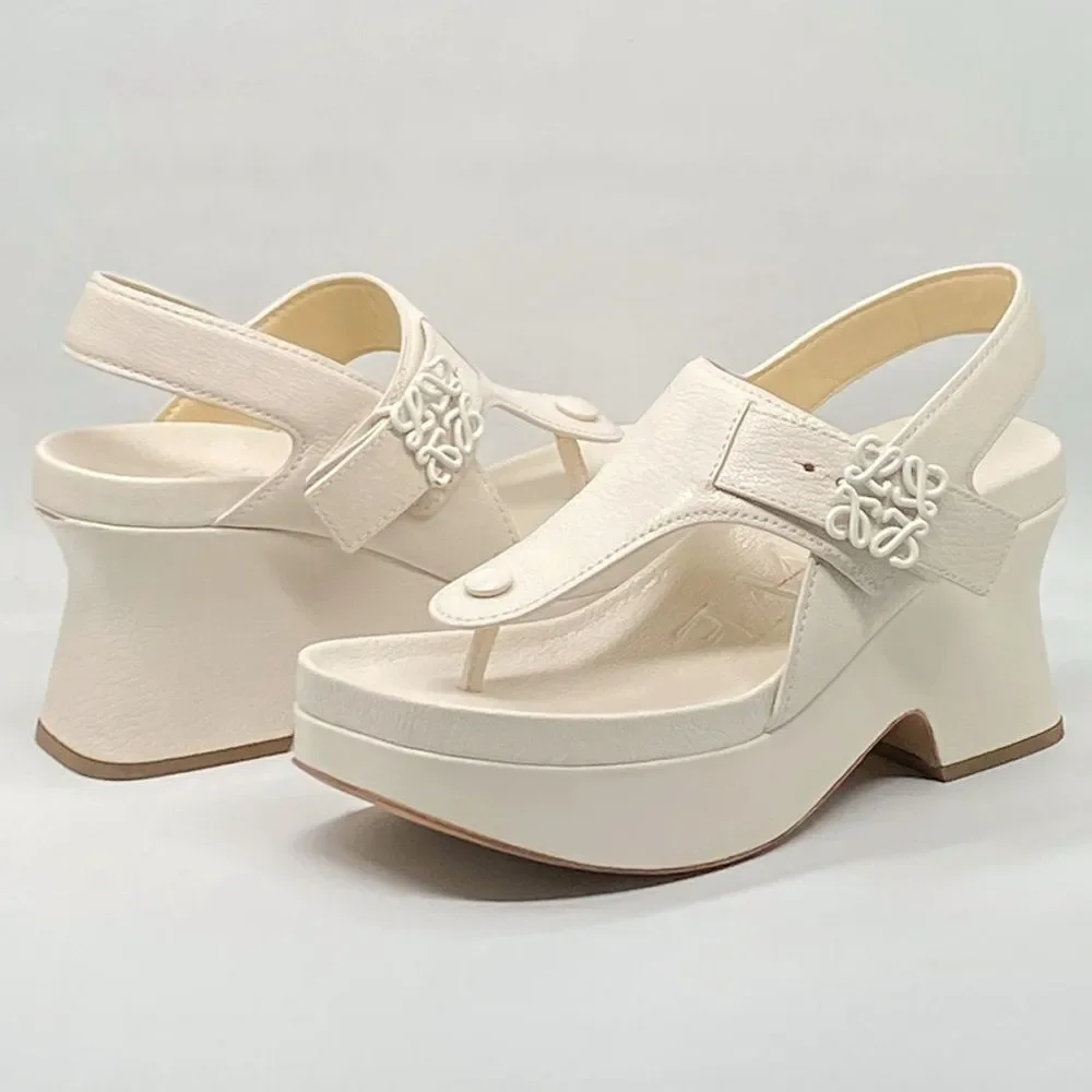 Loewe Ease leather platform thong sandals size 38